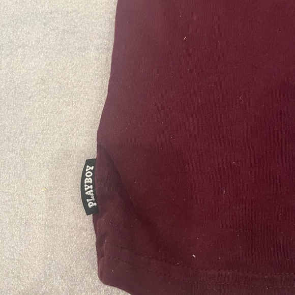 [L]Playboy Play Forever Logo Burgundy L/S Pullover Crew Shirt - Picture 7 of 8